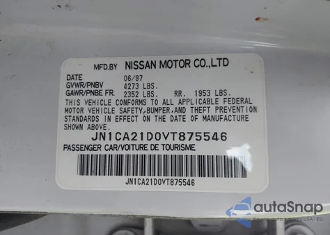 1997 Nissan Maxima Gle/Gxe/Se z USA, uszkodzony, nr VIN JN1CA21D0VT875546